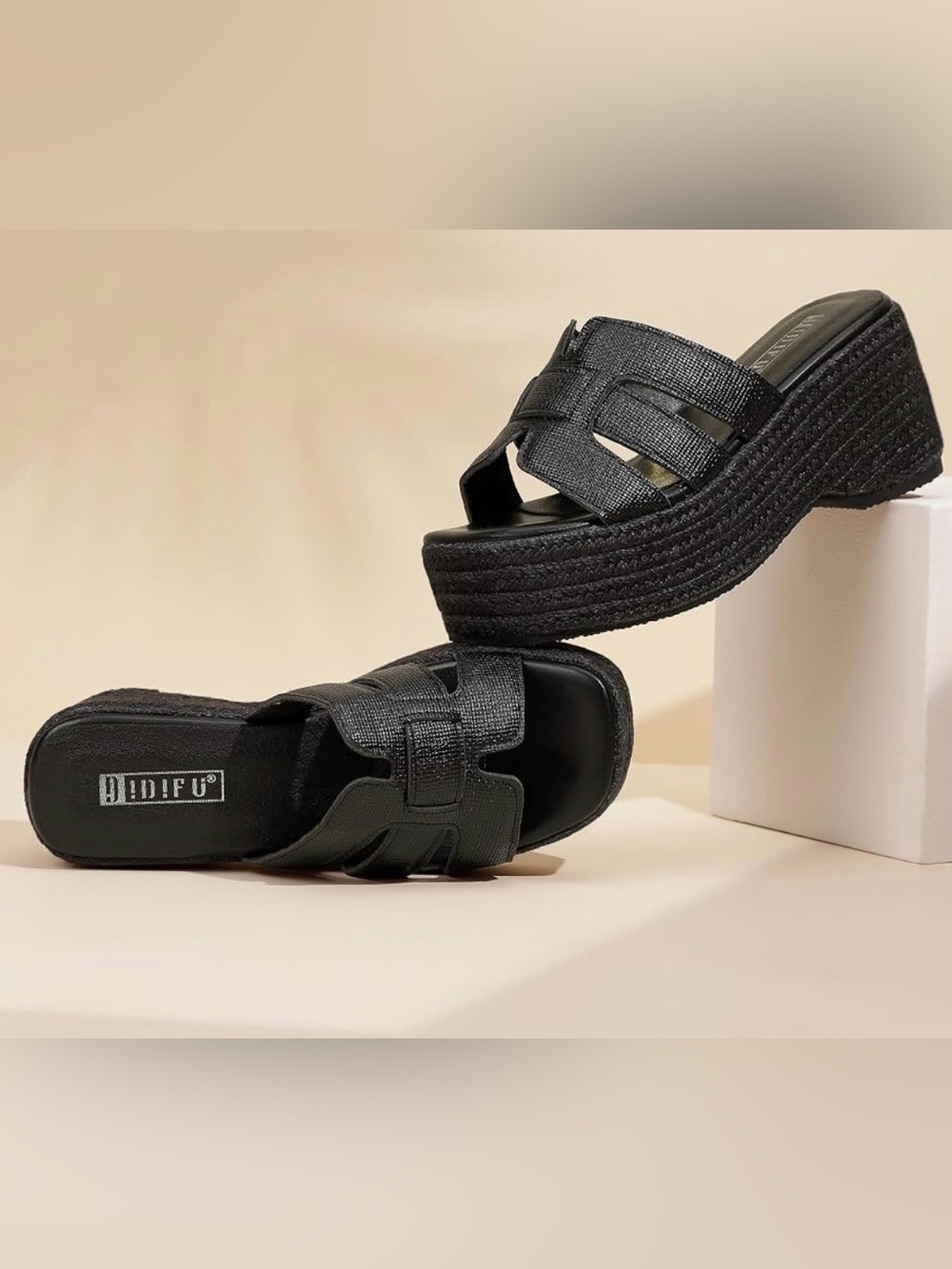 Women's Black Platform Slide Sandals - NWOT! Brand new - Picture 3 of 7